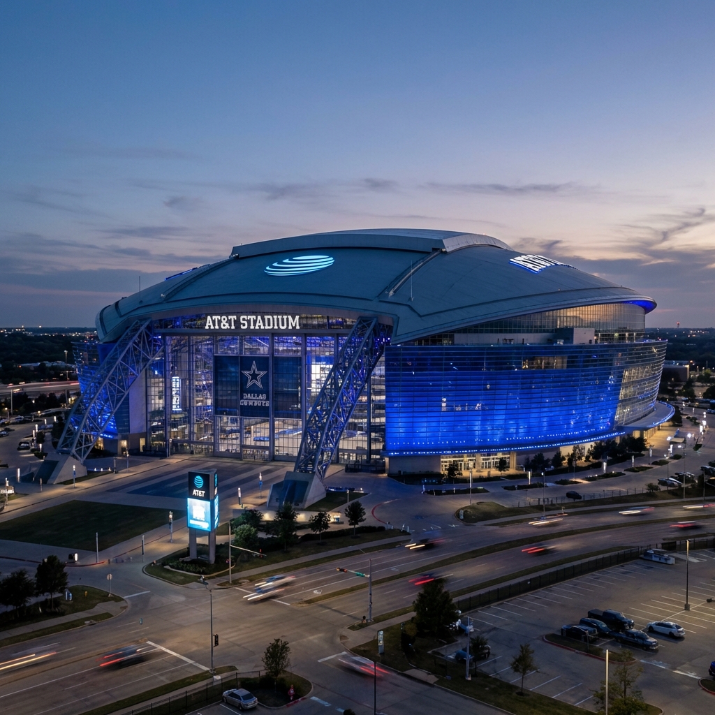 AT&T Stadium interior with giant screen